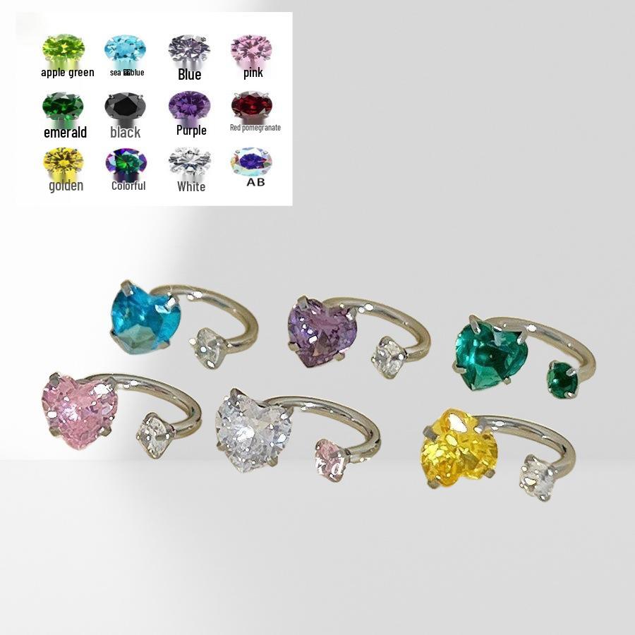 Luxury Dual-Headed Horseshoe Stud Earrings with Zircon Heart