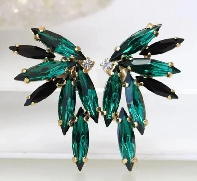 New Popular Women'S Pendant Emerald Earrings Retro Party Accessories With Bright Green Zirconia Elegant  Jewelry Gifts
