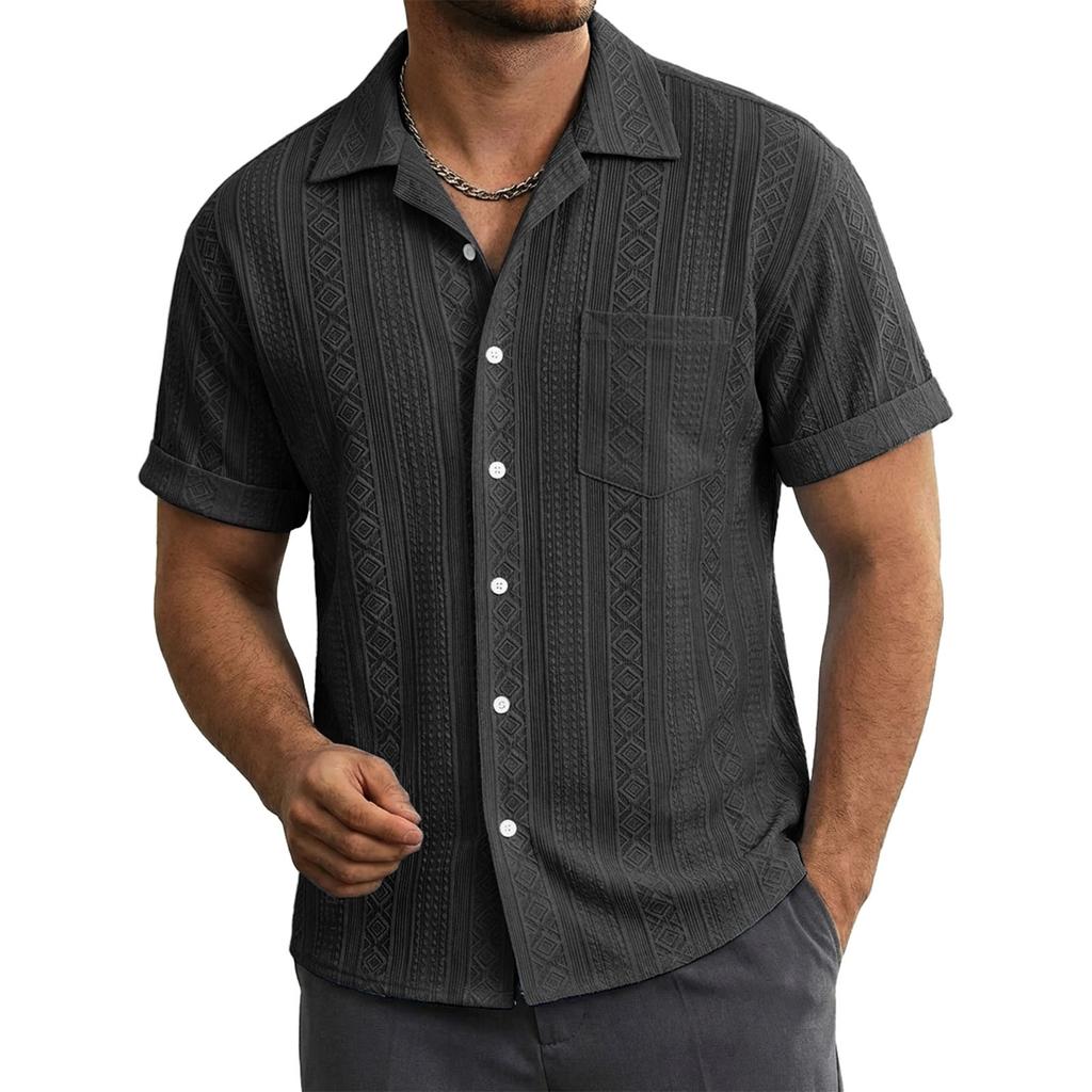 Herren Freizeit Hemd mit Tasche und Kragen, Kurzarm