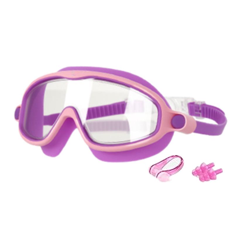 Children's Large Frame Swim Goggles with Nose Cover, Waterproof Anti-Fog, for Boys and Girls