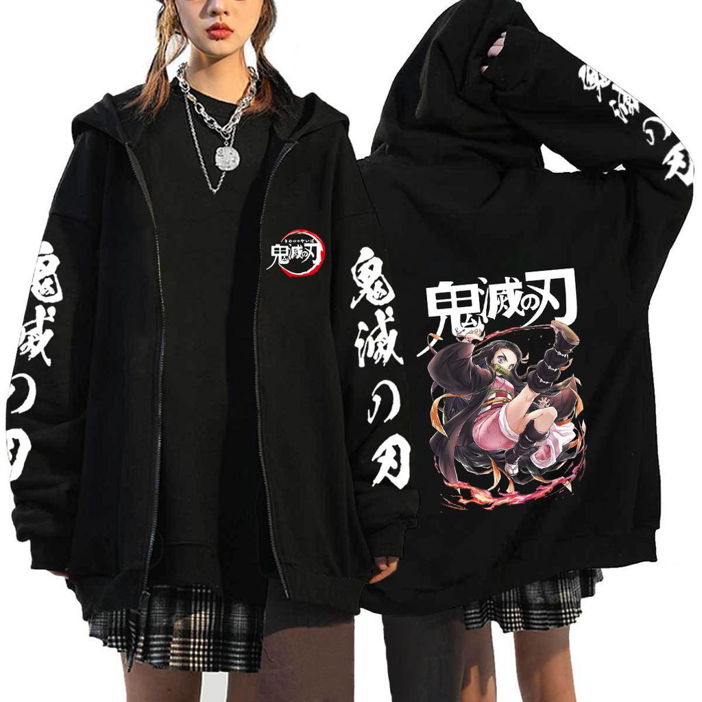 Japan Cartoon Comics Demon Slayer Printed Zip-Up Sweatshirt Unisex Fashion Hoodie/Jacket 0041