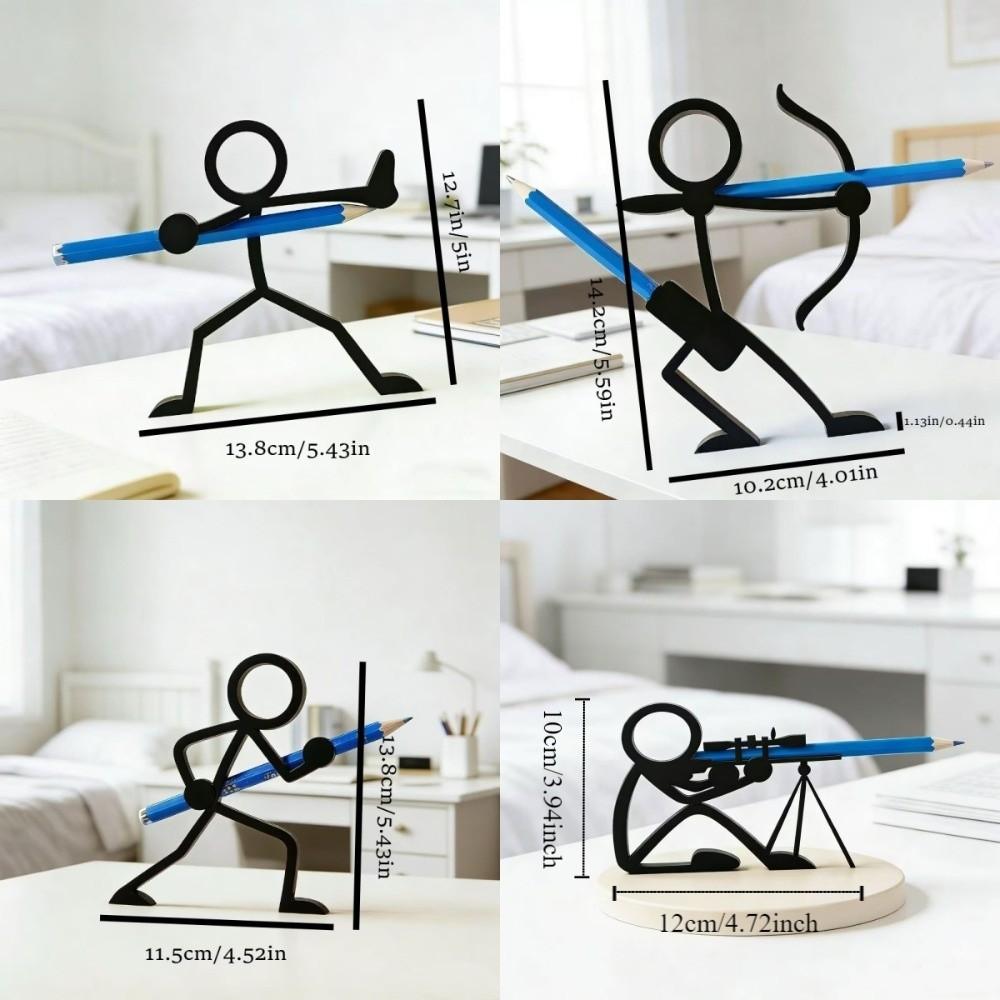 3D Schwarzer Stickman Krieger Stifthalter Plastik Lustige Stiftverzierung 3D Gedruckter Bleistifthalter Schüler