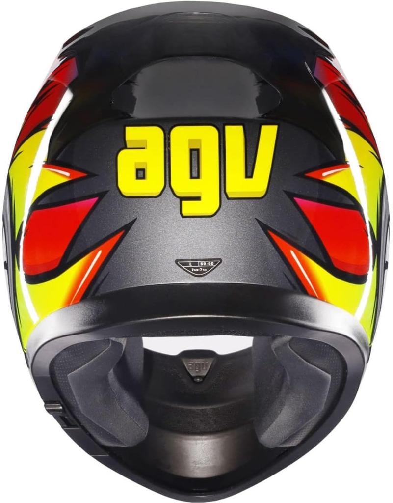 AGV K3 Birdy Full Face Motorcycle XL 2.0 Helmet, Grey/Yellow/Red, (61-62cm), 18381007012-XL