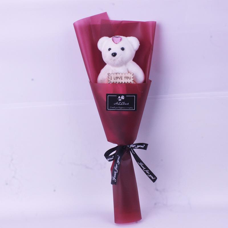 Valentine's Day Bear Bouquet: Cartoon Bear, Ice Cream Figure, Graduation Doll, Teacher's Gift, Rose Bear, Qixi Festival