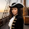 Polyester Tricorn Hat Feather Captain Hat Punk Pirate Costume Hat  Theme Party