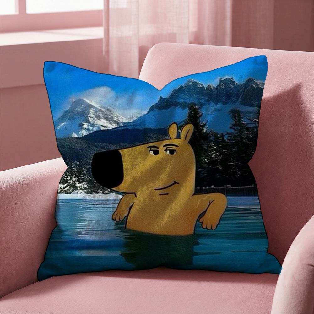 Cute chill guy Cushion Cover Multi-Scene Pillow Cover for Home & Car - Reversible, Soft & Durable for Daily Use