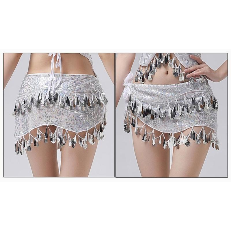 Women Belly Dance Belt Hip Scarf, Bellydance Hip Scarf Skirt Belly Dance Waist Chain with Gold Coins Belly Dance Cloth