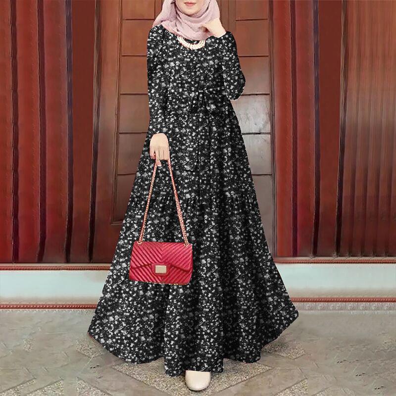 

ZANZEA Женское Повседневное Свободное Платье С Длинным Рукавом Цветочный Принт 2XL