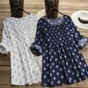 Plus Size Women Printed Dot Tshirt Dress Ladies Casual Baggy Tunic Blouse Tops