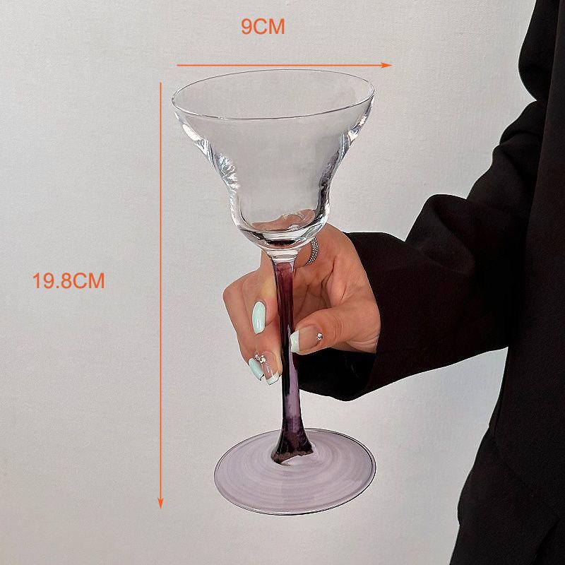 Artistic Purple High Footed Glass Cup Champagne Glass Home Girls Slightly Tipsy Upscale Burgundy Cup Bar Goblet Cocktail Glass