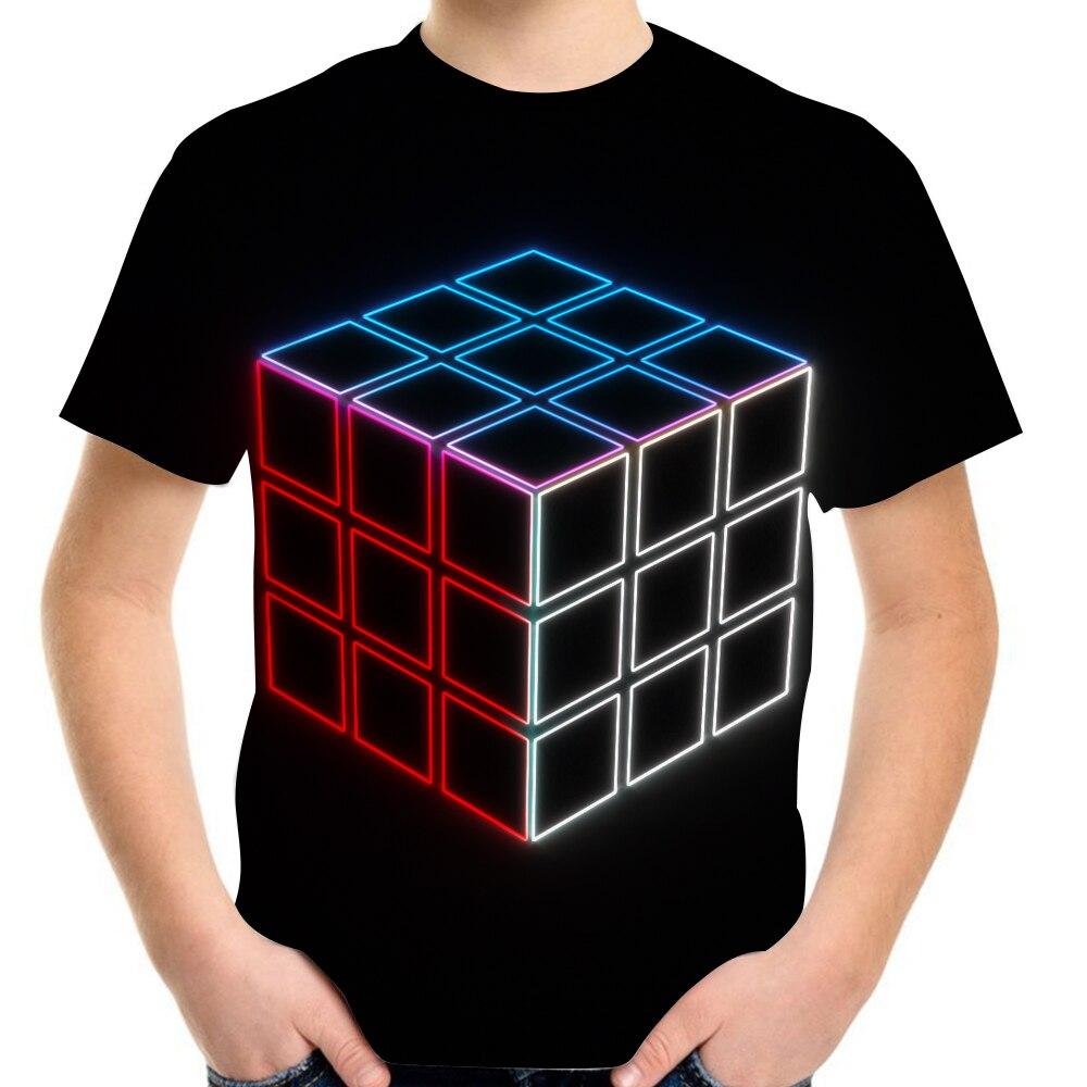 Rubik's Cube T Shirt Boy's Girl's Funny Cubes Puzzle Speed Tee Top Kid Rubiks Magic Summer Tshirt Square Clothing