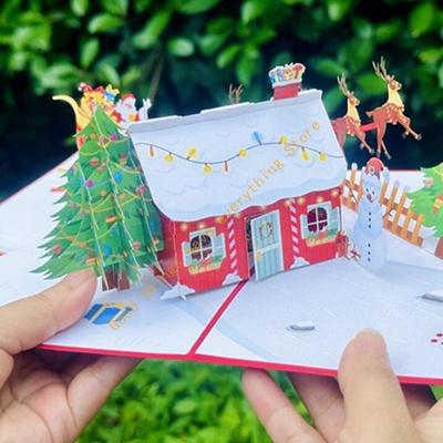 Enchanting 3D Christmas Tree Decorating Surprise Card Enchanting 3D Christmas House Card Memorable Decord for Holiday 55KF