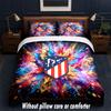 Set Biancheria da Letto Design Atletico Madrid 1 Copripiumino + 2 Federe Morbido Traspirante Biancheria da Letto per la Casa