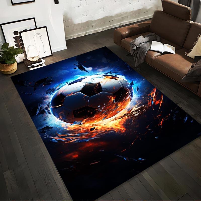 

Fiery Soccer Ball Design Rug for Living Room – Dynamic Blue and Orange Style Suitable for use as an anti-slip for living room bedroom sofas 40x60cm( 15x23in )