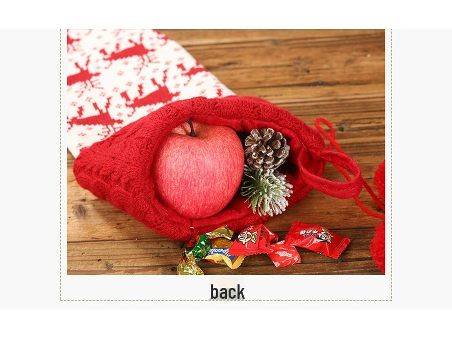 Red & White Reindeer Christmas Woolen Socks & Gift Bags for Kids