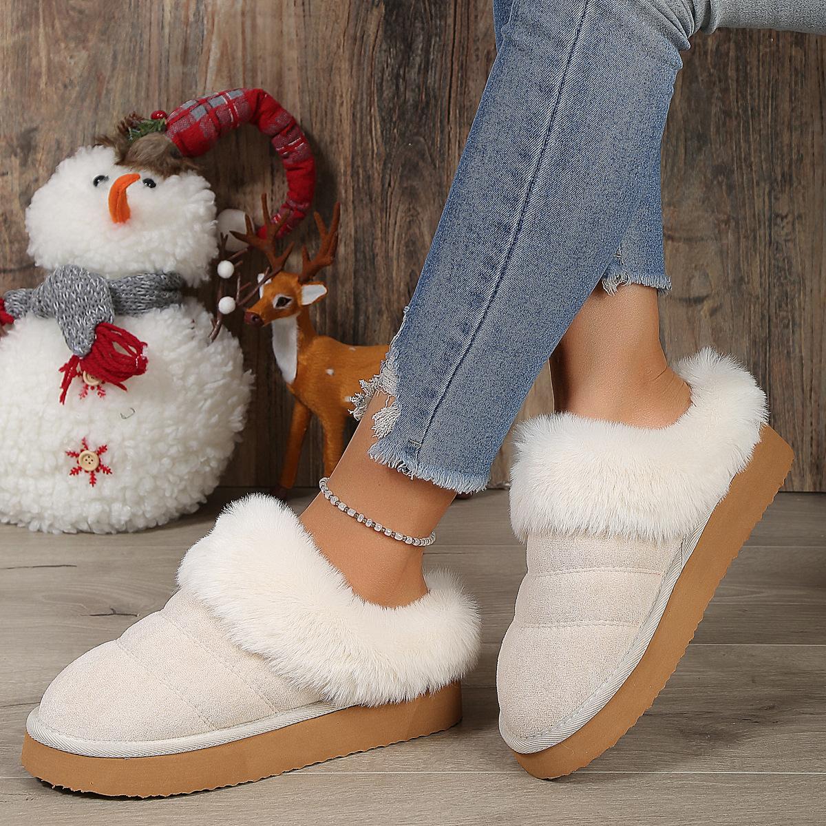 

Импортные хлопковые туфли большого размера для женщин 2024 года, осень-зима, новые повседневные туфли на толстой подошве из пушистого снежного хлопка, бархатные хлопковые туфли 36