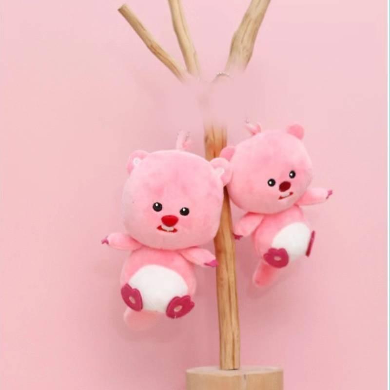 Adorable Beaver Plush Toy Loopy Soft And Short Plush Keychain 14cm Diy Hair Clip