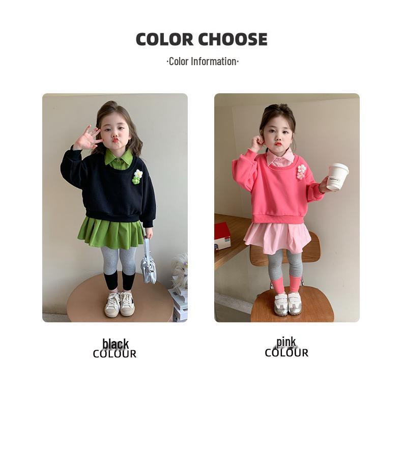 Trendy Jarní & Podzimní 2025 Dvoudílný Set: Stylová mikina a kalhoty pro malé holčičky