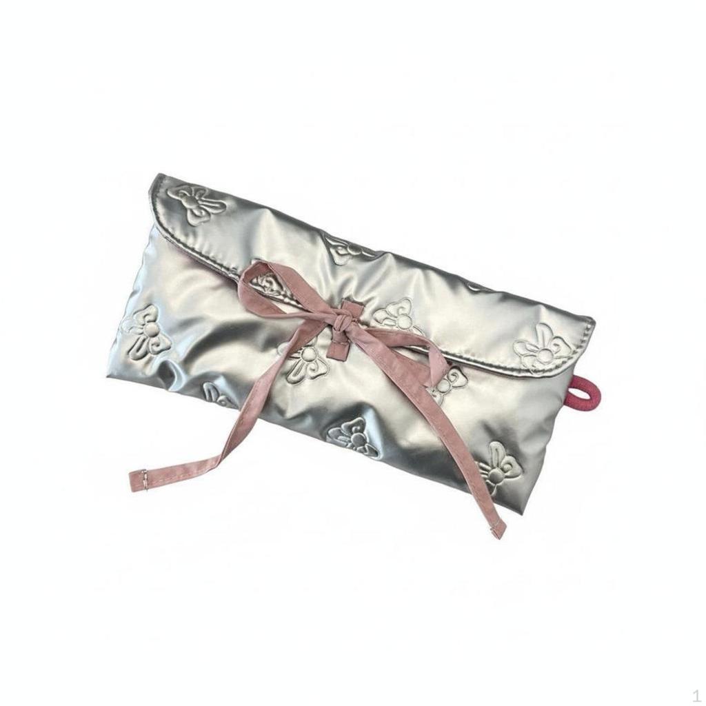Quilted Pencil Pouch MultiFunctional Storage Portable Makeup Bag for Students, Girls,