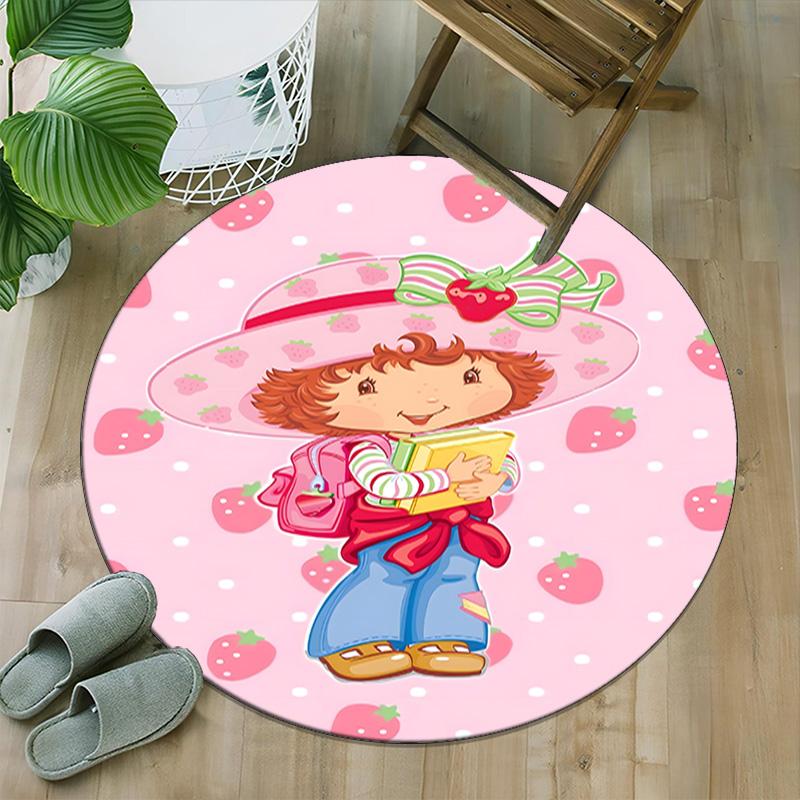 1pc Princess Strawberry10 Carpet, Round Rug, Comfortable, Suitable for Entryways, Living Rooms, Office, And Bedrooms, Christmas Decoration