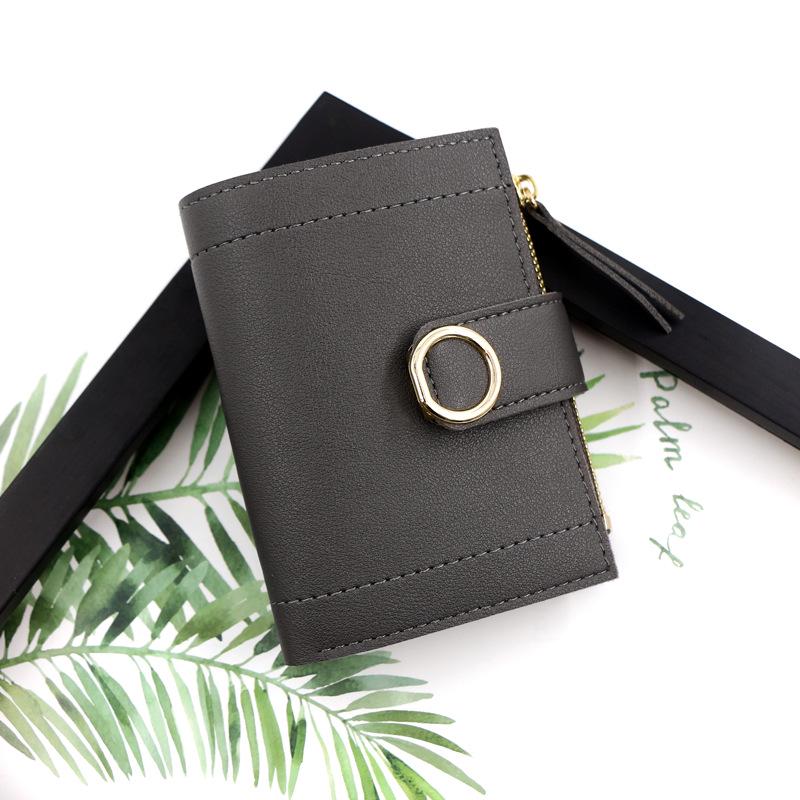 

Women s Zipper Short Wallet Clasp Fresh Literary Square Coin Purse сірий колір