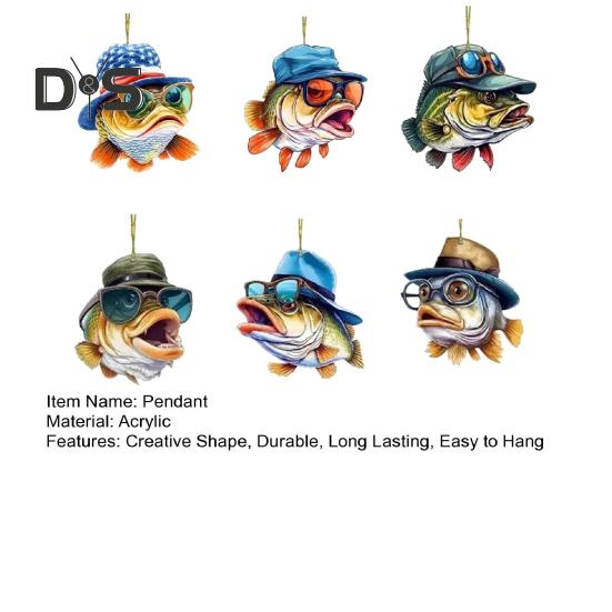 1/6Pcs Automobile Pendants Decorative Cartoon Fish Design with Lanyard Easy to Hang Rearview Mirror Hanging Ornaments