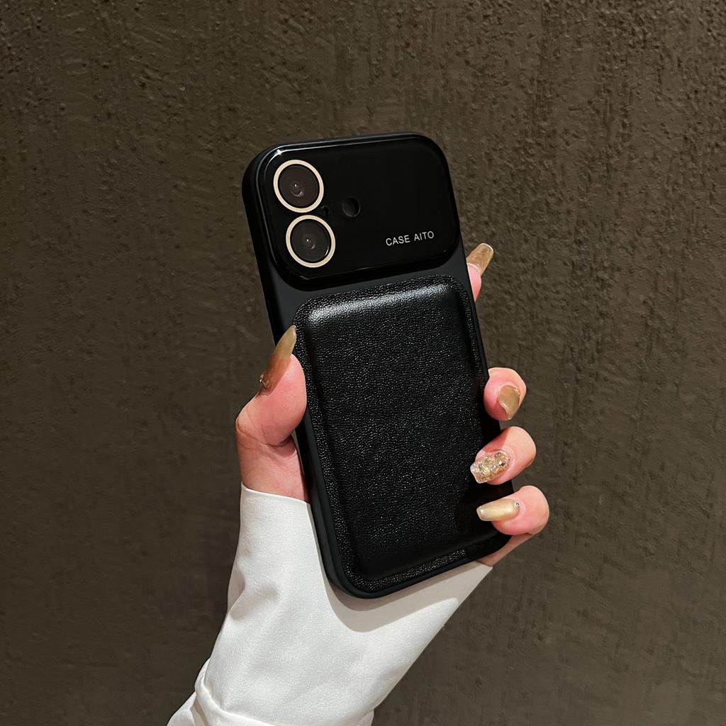 Luxury Drum Cortex Bulge Leather Texture Phone Case For iPhone 17 16 15 14 Pro Max Crystal Large Window Matte Shockproof Cover