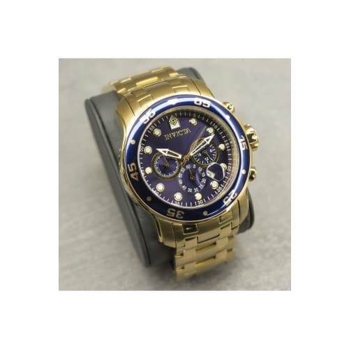 Invicta Pro Diver Quartz Watch, 48mm Case, Gold with Stainless Steel Strap, Blue Dial, 0073, Men's, Officially Imported