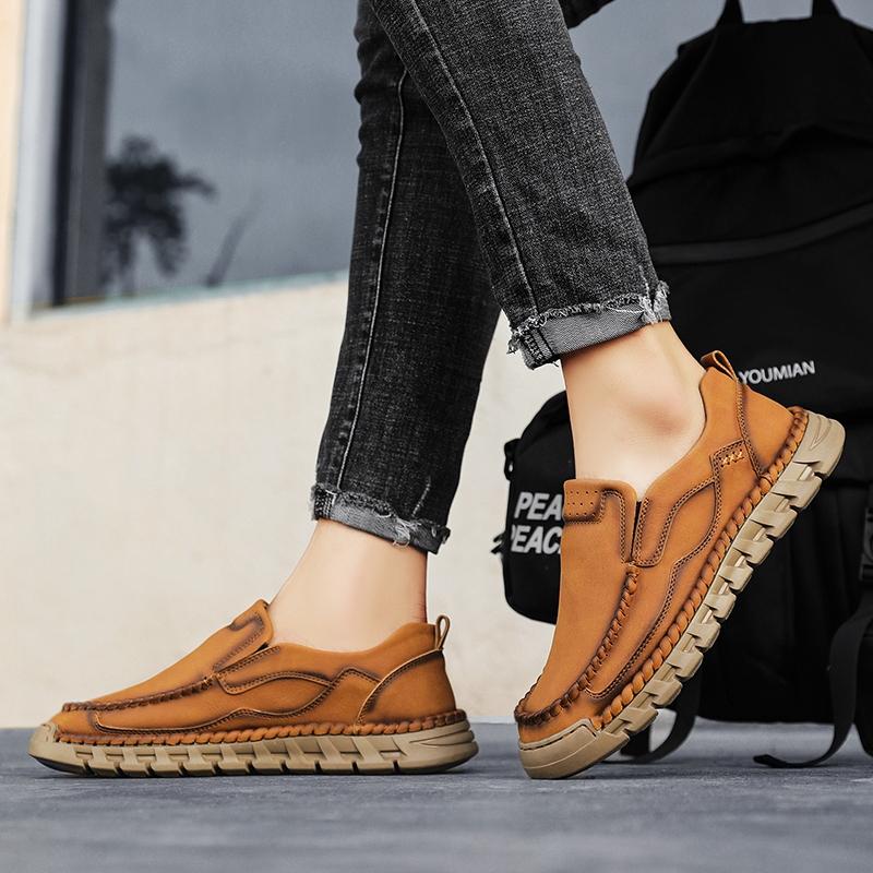 Men‘s Casual Shoes Handmade Leather Loafers Comfortable Men's Shoes Leather Flat Moccasins Men Sneakers