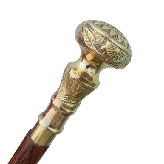 Handcrafted Wooden Walking Stick with Brass Handle  Cane for Men & Women, Elegant Mobility Aid, Collectible Walking Cane