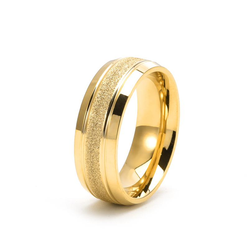 8MM Titanium Steel Frosted 18K Gold Ring with Inner Arc - Unisex High-End Design