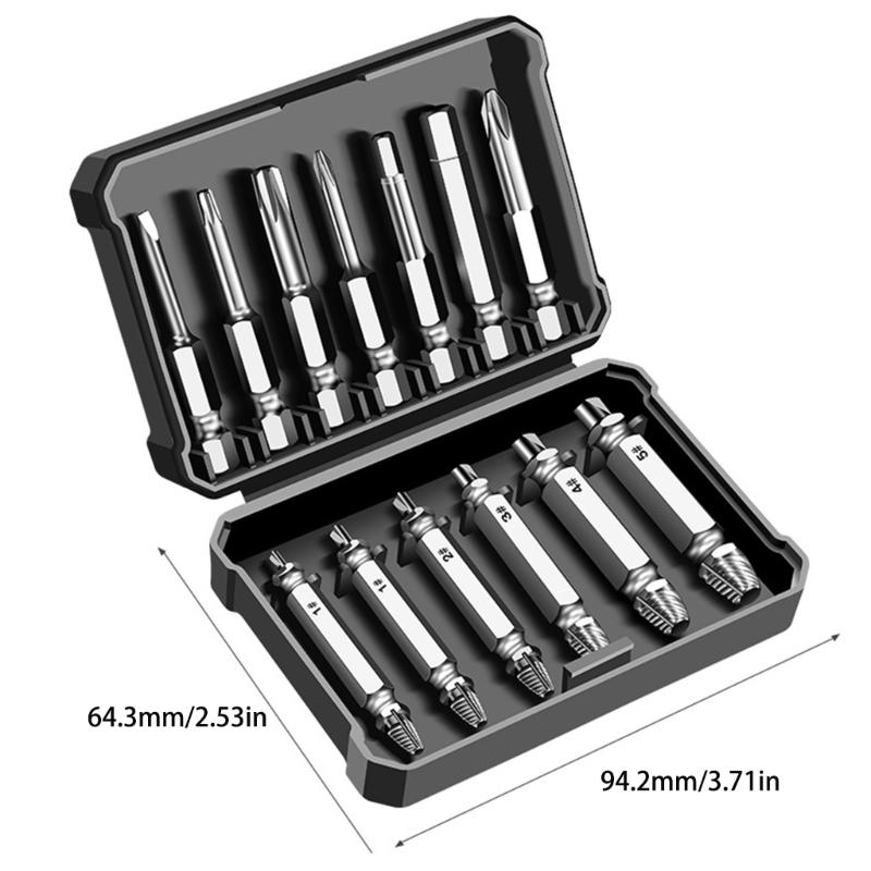 13pcs Bolt Remover Screw Extractor Screw Remover Drill Bits with Hex Shank and Spanners for Broken /Damaged Bolt Stud