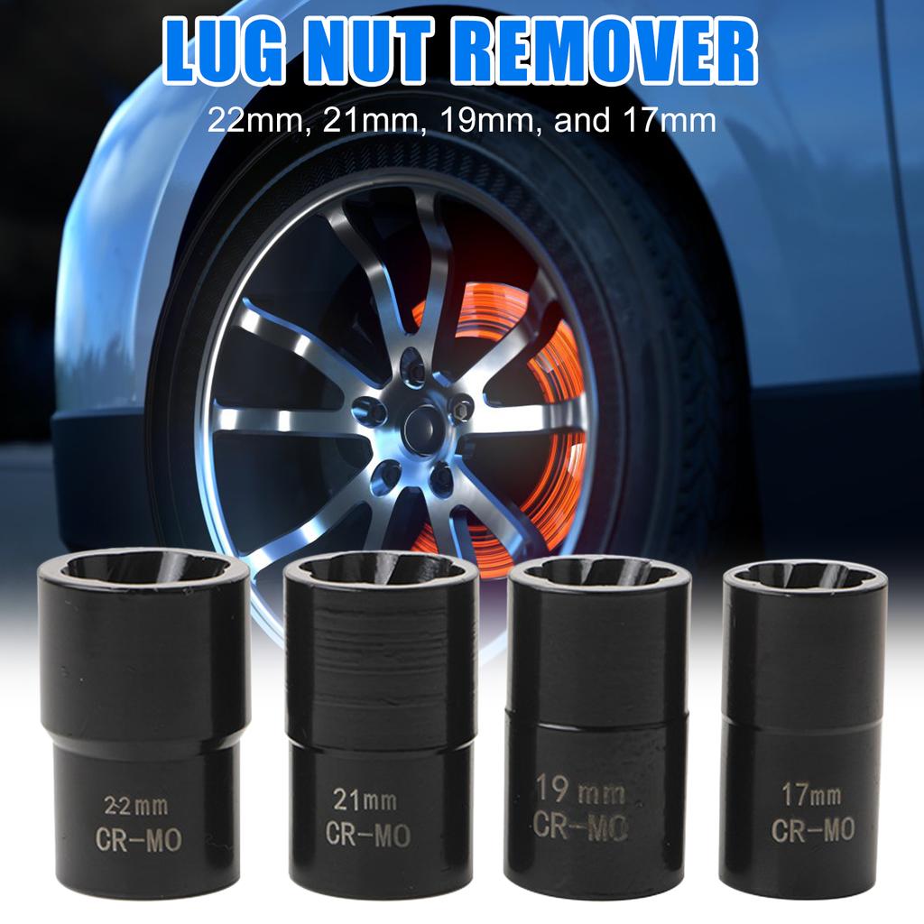 5 Piece Spline Wheel Nut Wrench Wheel Lock Socket Wheel Nut Remover Set for 22mm, 21mm, 19mm, 17mm with Portable Storage Box for  , Nuts,
