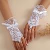 Thin Mesh Bowknot Fingerless Gloves Sexy Short Lace Bridal Wedding Dress Tulle Gloves White Wrist Cuffs Party Accessory