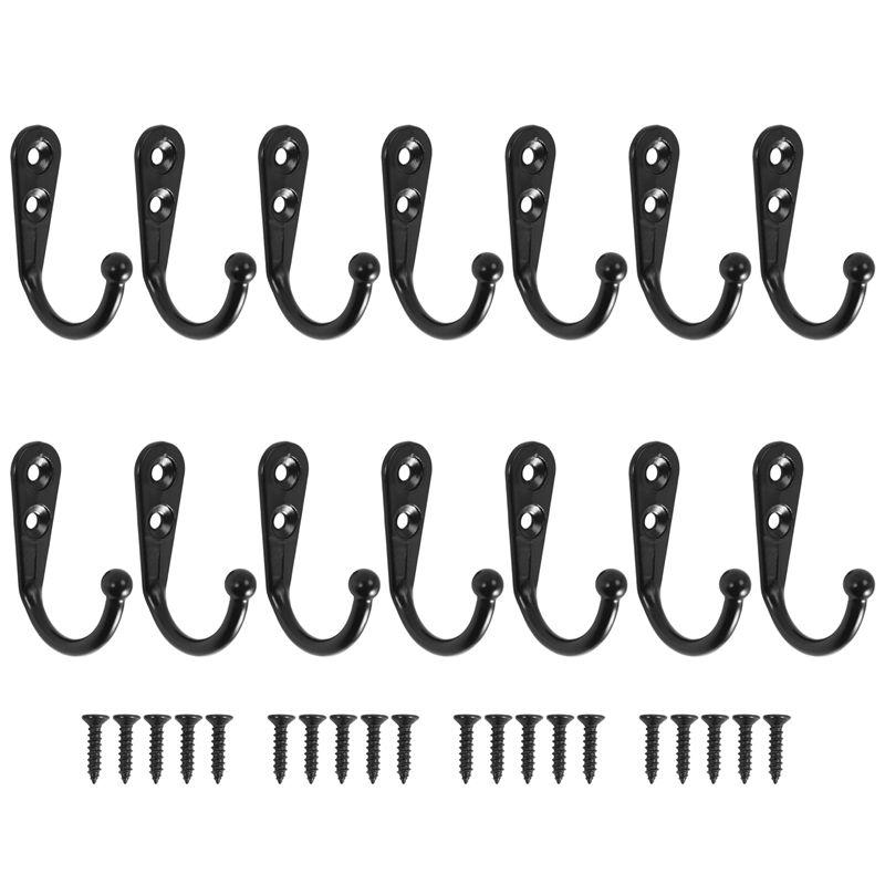 A84X-14 PCS Wall Mounted Hooks Coat Hooks Door Robe Hook For Hanging Towel Hat Key Cup Single Metal Hook For Bedroom