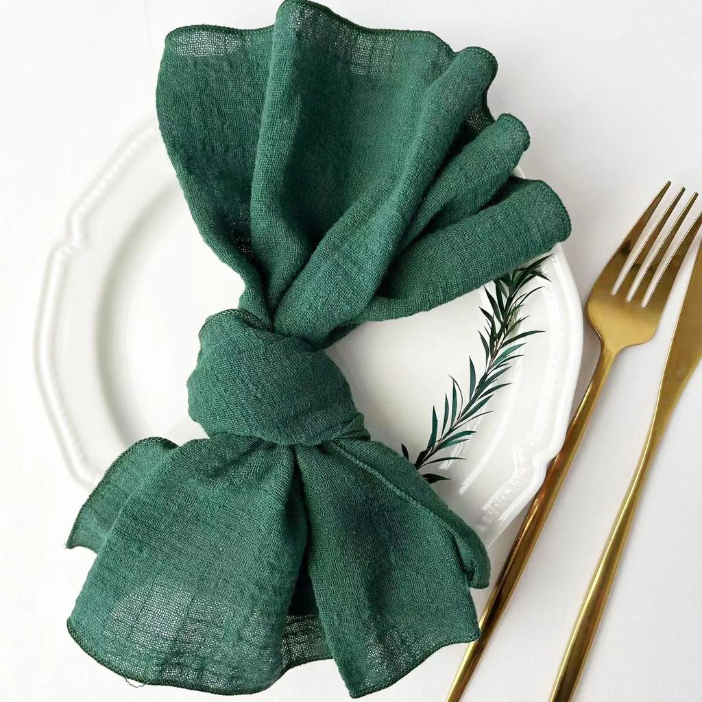 50pcs Handmade Gauze Napkins 30X30cm Cotton Cloth Napkins Fabric Serviette Gauze Table Towels for Wedding Party Baby Shower Set