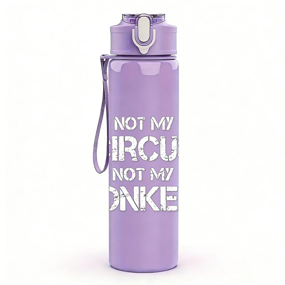 1PC Not Cactus Just Monkeys Text Print 750ml Color Plastic Sports Water Bottle Leakproof Flip Straw Lid Suitable for Sports Office Home Use