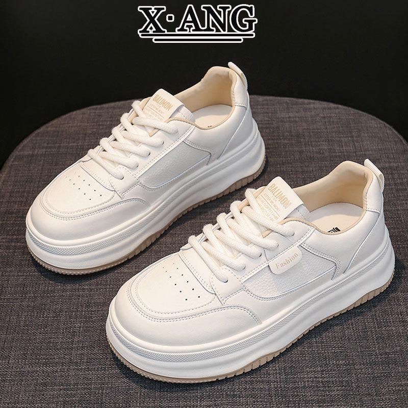 First layer cowhide little white shoes women's shoes thick baseplate shoes autumn new versatile lightweight casual sports shoes