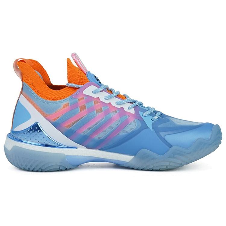 Li Ning Badminton Shoes Women's Low Top Blue/Orange AYAQ014-2