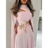 Spring Women's Sexy Chiffon Beaded Cape Evening Gown, European & American Style Formal Dress for Crossborder