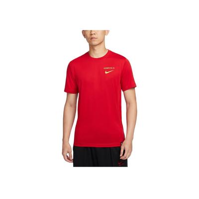 Logo Football Crew Neck Short Sleeve T-Shirt Men Tops Fitness-Red FZ8719-687