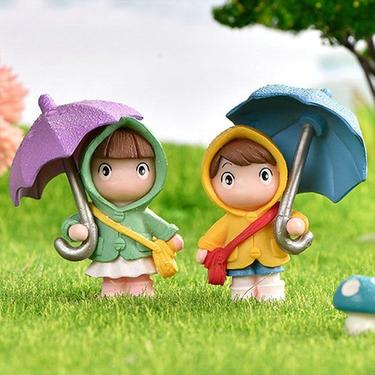 

BHBL Cute Umbrella Girl Figurines Desktop Ornament Mini Plant Pot Statues Decor Windowsill Mini Landscape Figurine China Mainland