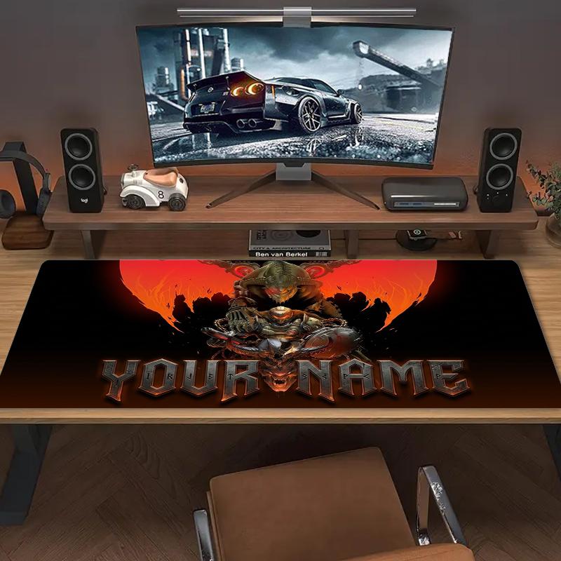 Custom Name Doom Dark Ages Mouse Pad Large Gaming Table Cushion Nonslip Laptop Tablet Big Mousepad Xxl Mat Mini Pc Playmat With Lock Edge