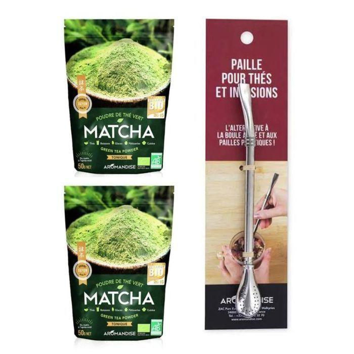 Organic Matcha Green Tea Powder 100 G + Stainless Steel Straw with Filter