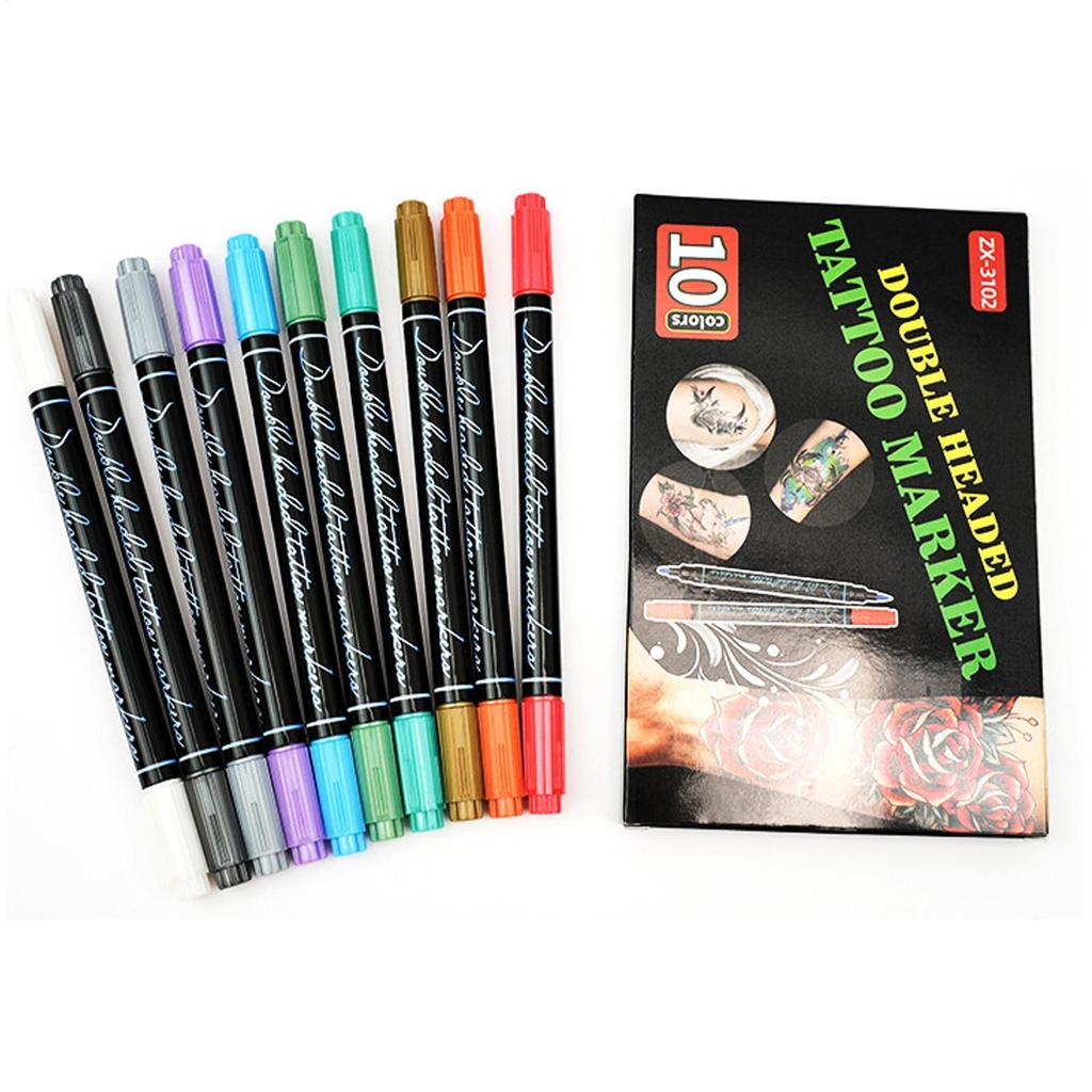 Body Art Markers for Skin 10 Color Double Tip Temporary Skin Markers Washable Art Supplies for Drawing Daily Men Women Teens