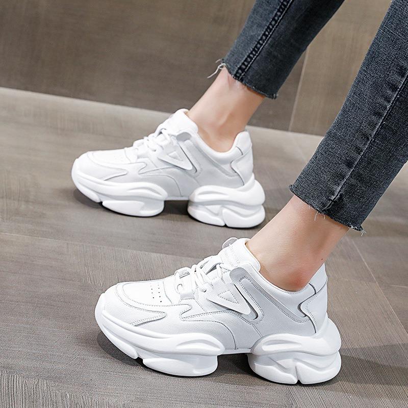 thick-soled women's tide spring new muffin shoes women's height-increasing sports little white shoes women
