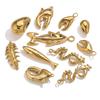 Yori 5PcsStainless Steel Casting Marine Animal Octopus Shark Crab Gold Pendant Ocean Series DIY Necklace Bracelet Jewelry