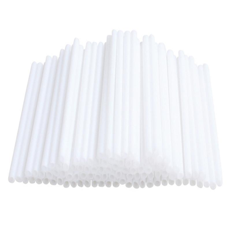 100 Plastic Lollipop Sticks Food Grade White Tube Candy Baking Plastic Sticks