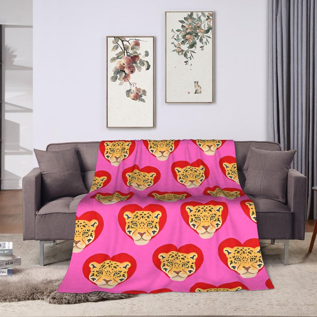 Scandinavian Style Leopard Lover Blankets Warm Soft Plush Throw Blanket For Couch Bed Travel Office Flannel Bedspread Bed Cover