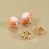 Pink Coral and Garnet Coral Earrings, Round Beads, Gold-filled, Undyed